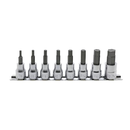 Bit Socket Set 1/8-1/2 Hex 200mm 8 Pieces 3/8 Sq. Drive